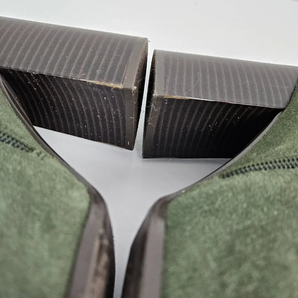 Nordstrom Rack Harper Lea Olive Green Suede Stacked Heel Square Toe Ankle Boot